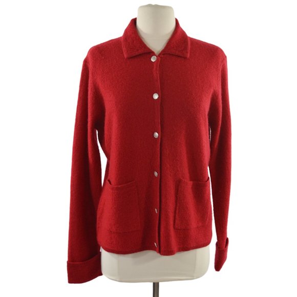 Tian Collection Red Wool Cardigan - Picture 2 of 10